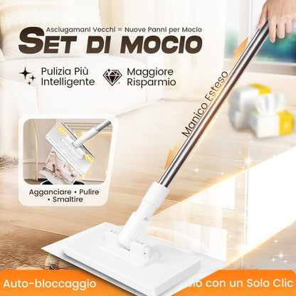 Scopa Catturapolvere Usa e Getta con 4 Panni Riutilizzabili
