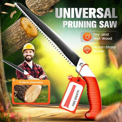 🌳50% DI SCONTO! 🎉 Sega da Potatura in Acciaio SK5 – Lama Affilata, Impugnatura Ergonomica & Fodero Sicuro 🔪📦