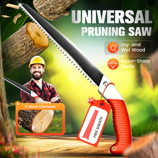 🌳50% DI SCONTO! 🎉 Sega da Potatura in Acciaio SK5 – Lama Affilata, Impugnatura Ergonomica & Fodero Sicuro 🔪📦