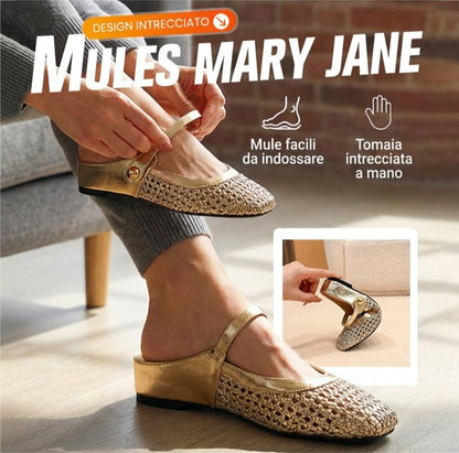 ✨👡 NOVITÀ PER IL 2026! Mules da donna in tessuto intrecciato con punta quadrata e chiusura Mary Jane 🌸💖🎀