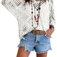 🥰Saldi estivi - 50% di sconto💛Top da donna beige all'uncinetto in stile bohémien con scollo a V