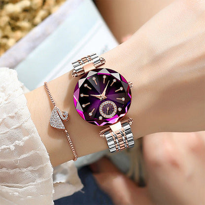 💎👑 Orologio da donna di lusso in acciaio inossidabile impermeabile e lucido - Stile elegante, lucentezza abbagliante, regalo perfetto!