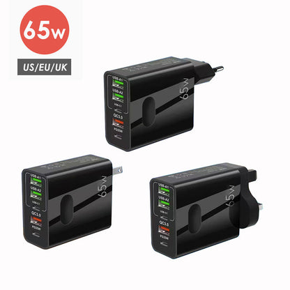 Caricatore GaN 65W a ricarica rapida e multiporta
