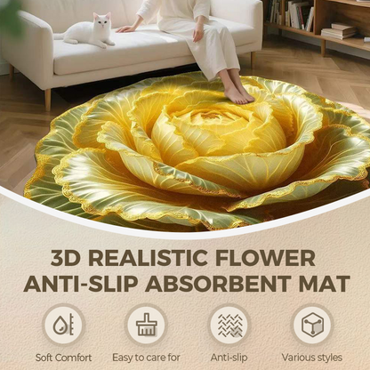 Tappetino assorbente antiscivolo con fiori realistici 3D
