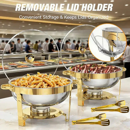 🔥 ORA SCONTO DEL 60%! 🎄 Set da buffet con scaldavivande in acciaio inossidabile - Calore uniforme e durevole, perfetto per feste e incontri festivi ✨