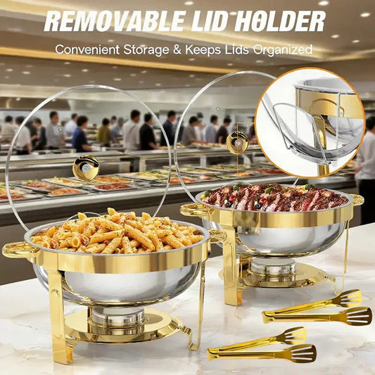 🔥 ORA SCONTO DEL 60%! 🎄 Set da buffet con scaldavivande in acciaio inossidabile - Calore uniforme e durevole, perfetto per feste e incontri festivi ✨