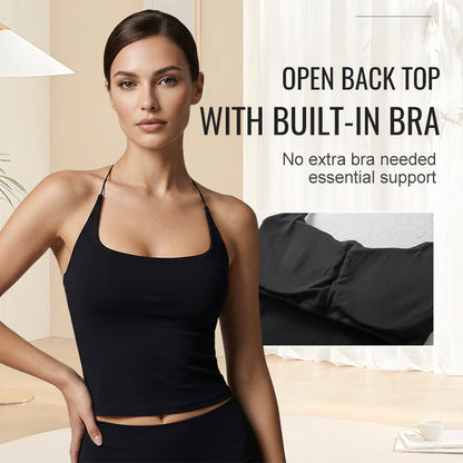 Women's Open Back Top with Built-in Bra