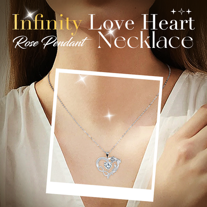 Collana con pendente Infinity Love Heart & Rose