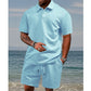 Set da uomo composto da maglia a maniche corte con collo rovesciato e motivo a rombi e pantaloncini con coulisse