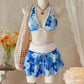 Set Bikini a 3 Pezzi con Stampa Floreale e Gonna a Volant