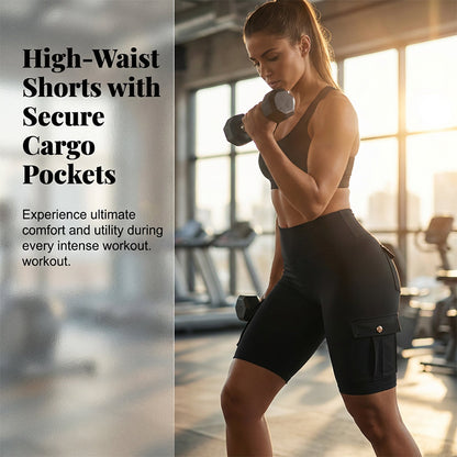 Pantaloncini sportivi a vita alta con effetto modellante e tasche