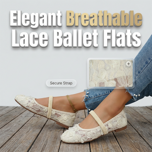 Ballerine da donna in pizzo traspiranti con punta quadrata