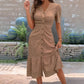 🔥ULTIMO GIORNO – SCONTO DEL 50%🌞💃Abito midi da donna con abbottonatura, scollo a V e maniche corte