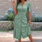 🔥ULTIMO GIORNO – SCONTO DEL 50%🌞💃Abito midi da donna con abbottonatura, scollo a V e maniche corte
