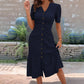 🔥ULTIMO GIORNO – SCONTO DEL 50%🌞💃Abito midi da donna con abbottonatura, scollo a V e maniche corte