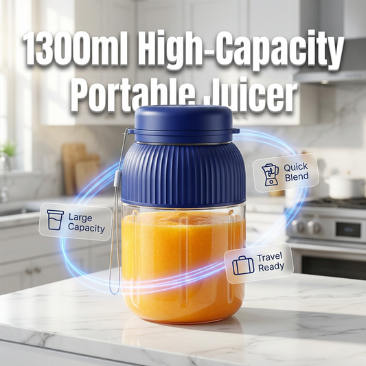 Frullatore-spremiagrumi portatile da 1300 ml con doppio coperchio e cannuccia