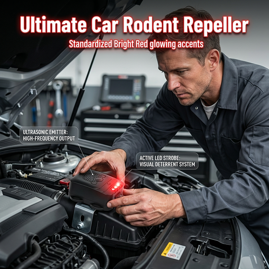 Repellente ad ultrasuoni per roditori per auto con luci stroboscopiche a LED
