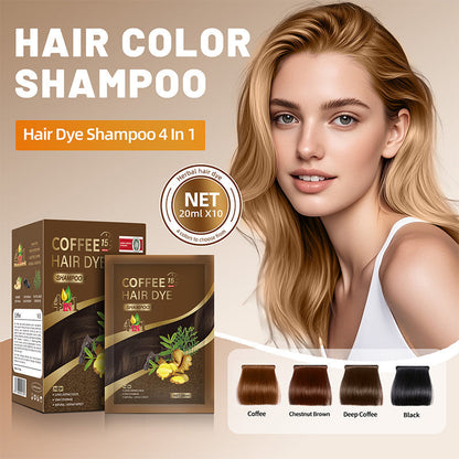 🌸🌿 Shampoo colorante alle erbe 4 in 1: deterge, nutre, tinge e ripara in un unico lavaggio. Copre i capelli bianchi dalla radice alle punte. Formula vegetale e delicata: niente miscele complicate, niente visite dal parrucchiere! 💇‍♀️✨