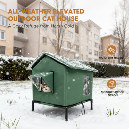 🏠 SCONTO DEL 50% A TEMPO LIMITATO! 🐈 Cuccia per gatti da esterno rialzata e resistente a ogni clima – Impermeabile, isolata e pieghevole 🌧️