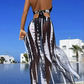👙 OFFERTA A TEMPO LIMITATO: 50% DI SCONTO! ✨ Costume da bagno a due pezzi a righe – Lacci sul collo, dettagli ad anello, tessuto super elasticizzato 🌊