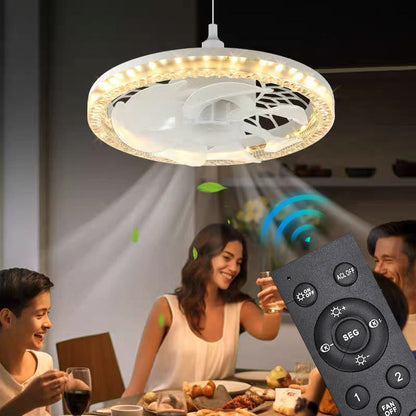 Lampada con ventilatore 2 in 1, silenziosa e regolabile, con telecomando