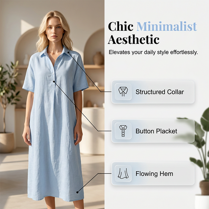 👗Abito camicia casual da donna in misto lino