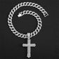 Collana con ciondolo a croce audace hip-hop con strass completi
