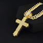 Collana con ciondolo a croce audace hip-hop con strass completi