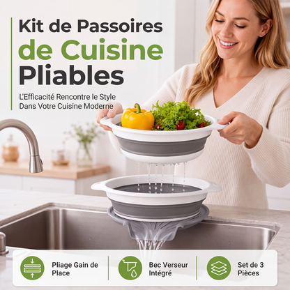 🔥 OFFERTA LIMITATA: -50%! 🥗 Colino pieghevole multifunzione – Scolapasta con base di scarico, compatto e pratico per la cucina ✨