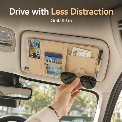 🚗📂 Organizzatore Multifunzione per Visiera Auto – Porta Documenti, Occhiali e Penne in un Solo Accessorio! 🕶️✏️